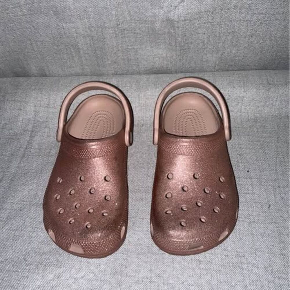 Crocs Classic Rose Gold Glitter Clogs Size Youth 4